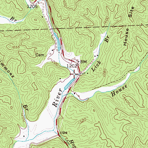 Topographic Map of Lick Branch, NC