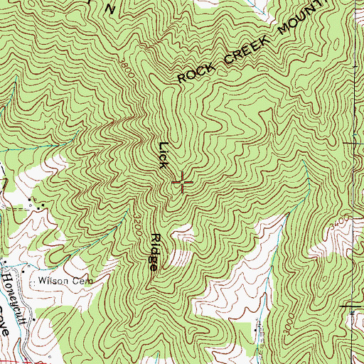 Topographic Map of Lick Ridge, NC
