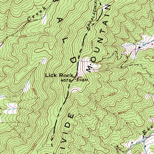 Topographic Map of Lick Rock, NC