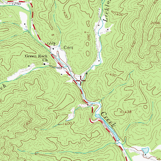 Topographic Map of Licklog Branch, NC