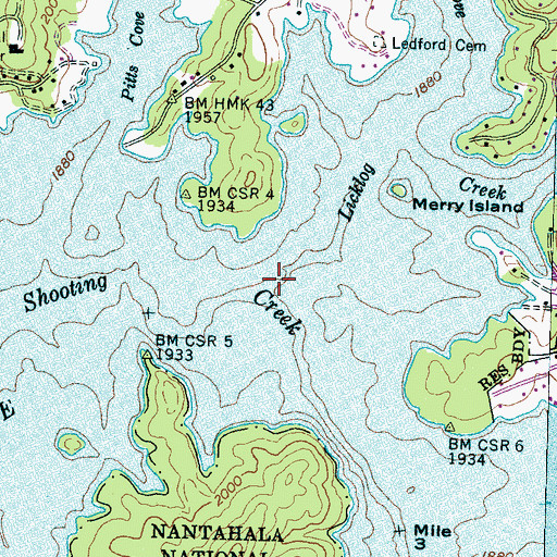 Topographic Map of Licklog Creek, NC