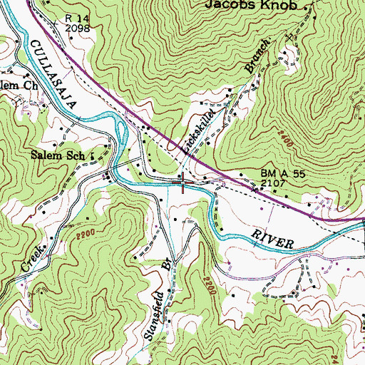 Topographic Map of Lickskillet Branch, NC