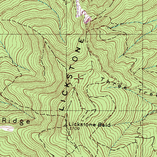 Topographic Map of Lickstone Ridge, NC
