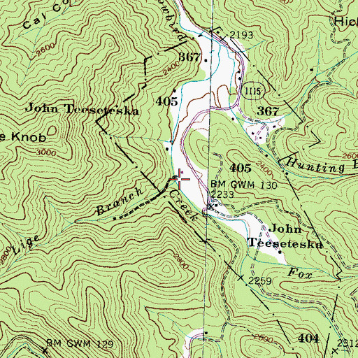 Topographic Map of Lige Branch, NC