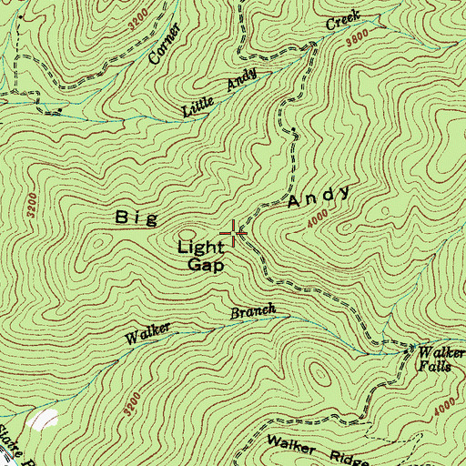 Topographic Map of Light Gap, NC