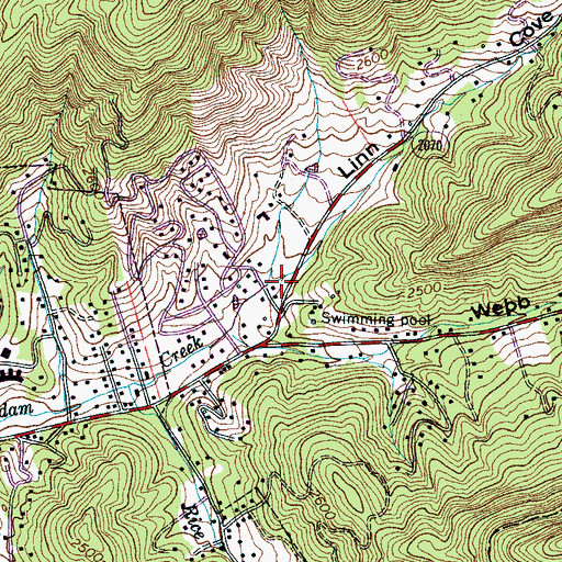 Topographic Map of Linn Cove, NC