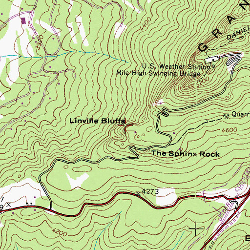 Topographic Map of Linville Bluffs, NC