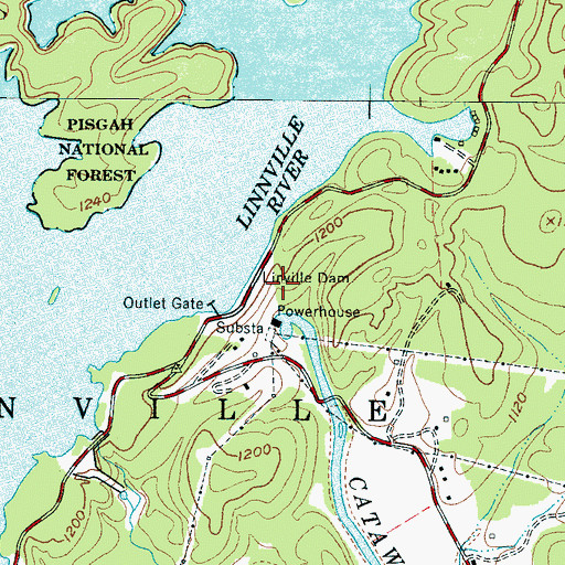 Topographic Map of Linville Dam, NC