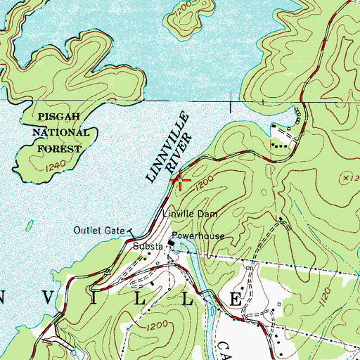 Topographic Map of Linville River, NC