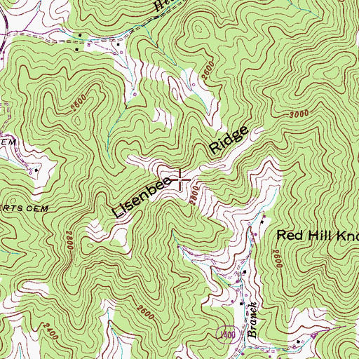 Topographic Map of Lisenbee Ridge, NC