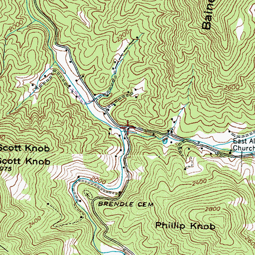 Topographic Map of Little Alarka Creek, NC