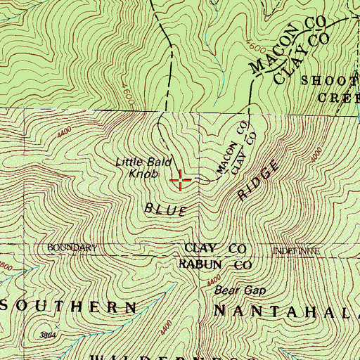 Topographic Map of Little Bald, NC