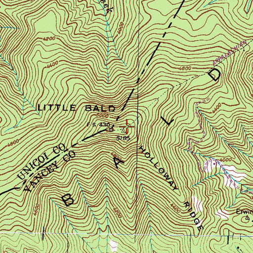 Topographic Map of Little Bald, NC
