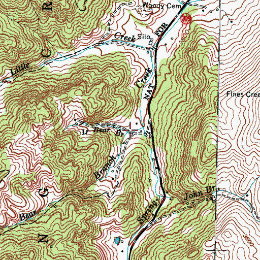 Topographic Map of Little Bear Branch, NC