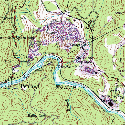 Topographic Map of Little Bear Creek, NC
