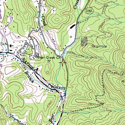 Topographic Map of Little Bear Creek, NC
