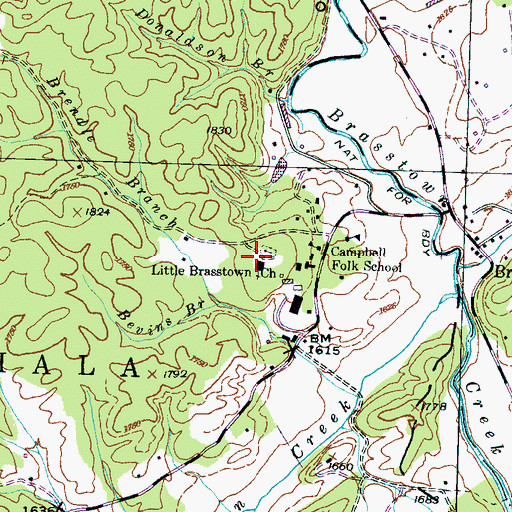 Topographic Map of Little Brasstown Church, NC