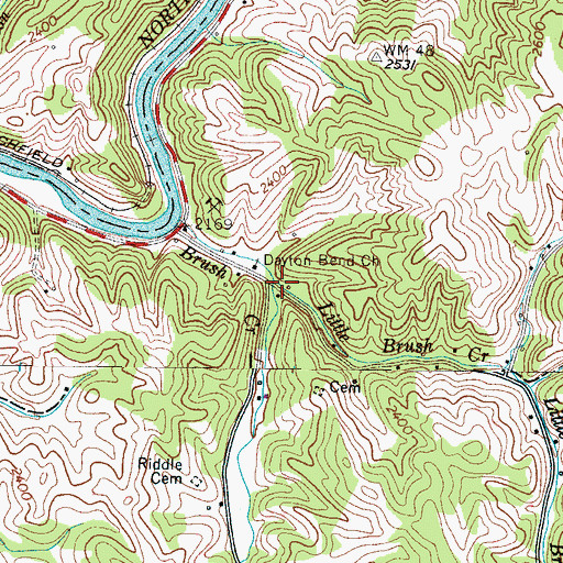 Topographic Map of Little Brush Creek, NC