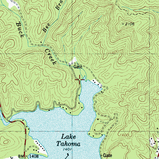 Topographic Map of Little Buck Creek, NC
