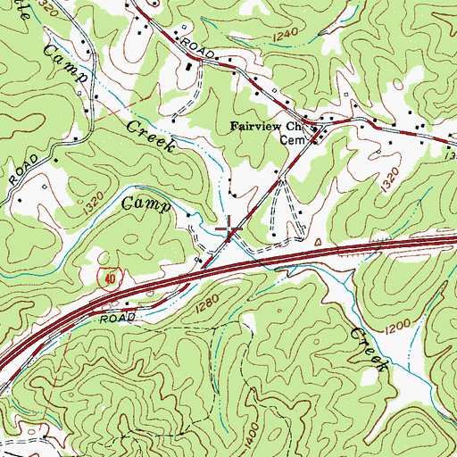 Topographic Map of Little Camp Creek, NC