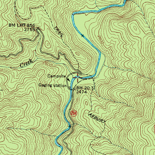 Topographic Map of Little Cataloochee Creek, NC