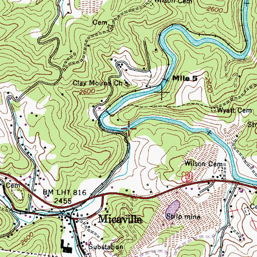 Topographic Map of Little Crabtree Creek, NC