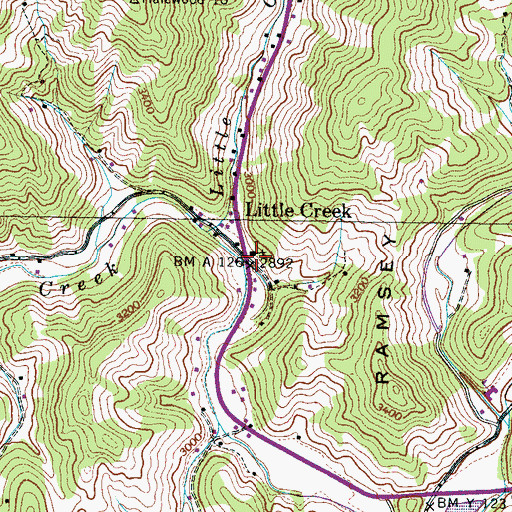 Topographic Map of Little Creek, NC