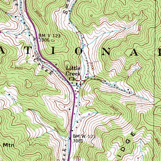 Topographic Map of Little Creek Church, NC