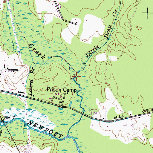 Topographic Map of Little Deep Creek, NC
