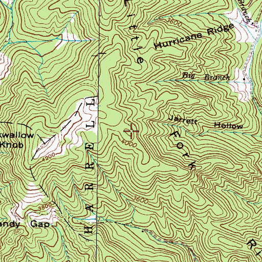 Topographic Map of Little Fork Ridge, NC
