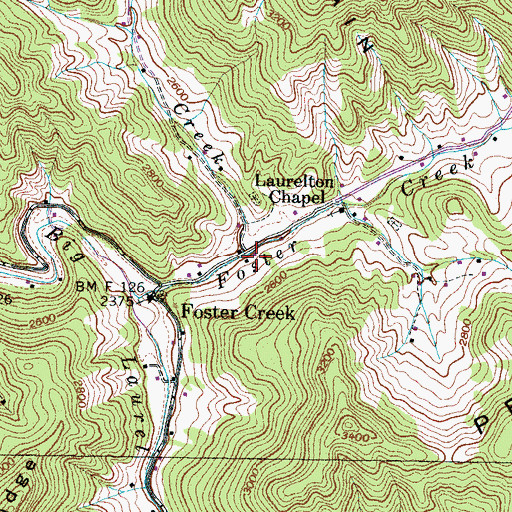 Topographic Map of Little Foster Creek, NC