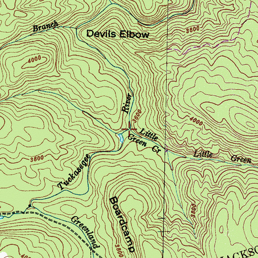 Topographic Map of Little Green Creek, NC