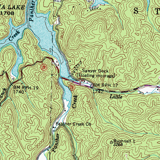 Topographic Map of Little Horse Branch, NC