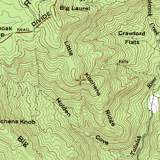 Topographic Map of Little Kitchens Ridge, NC