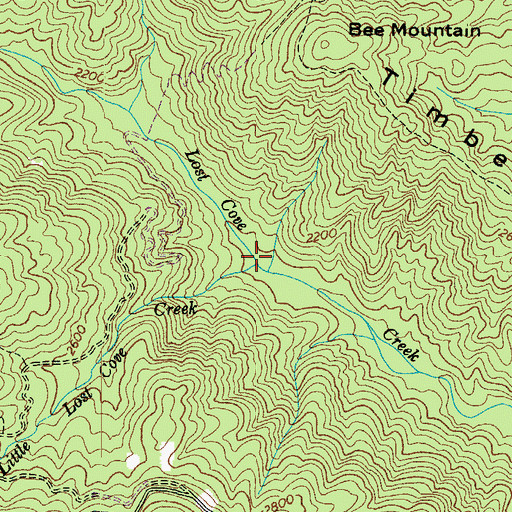 Topographic Map of Little Lost Cove Creek, NC