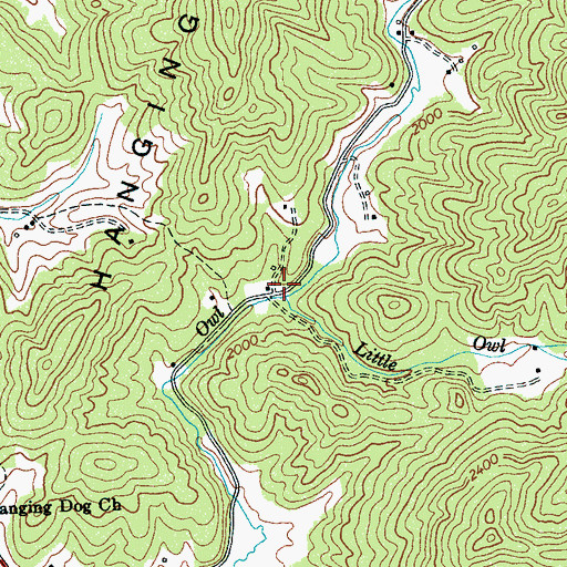 Topographic Map of Little Owl Creek, NC