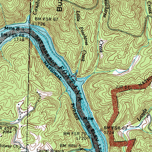 Topographic Map of Little Peachtree Creek, NC