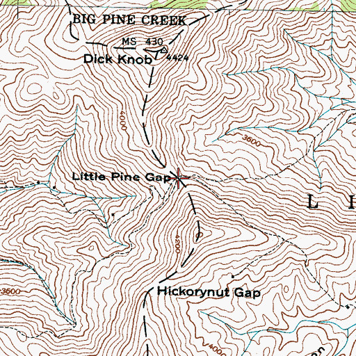 Topographic Map of Little Pine Gap, NC