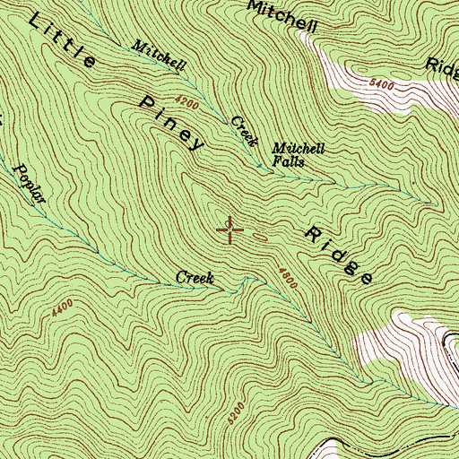Topographic Map of Little Piney Ridge, NC