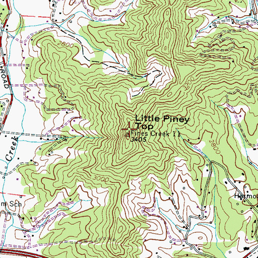 Topographic Map of Little Piney Top, NC