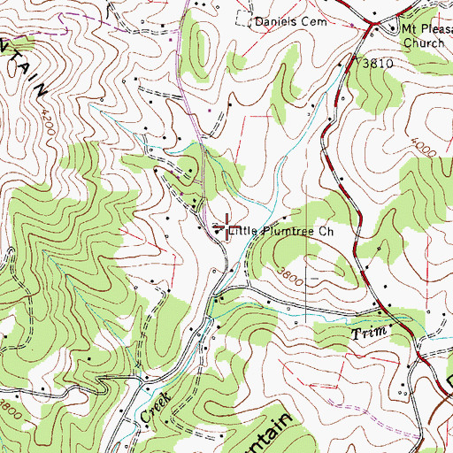 Topographic Map of Little Plumtree Church, NC
