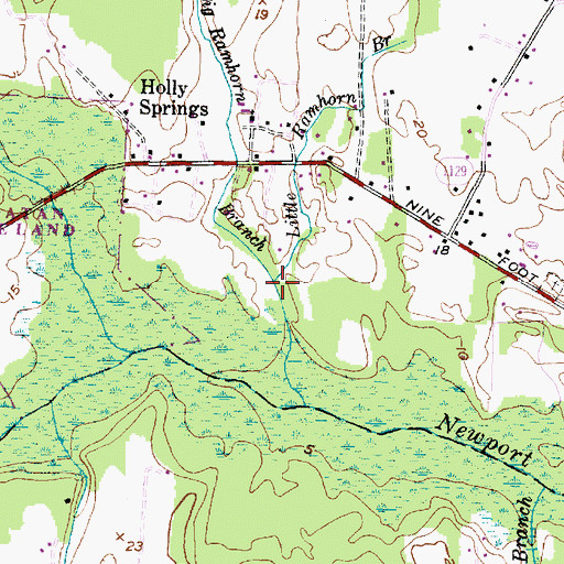 Topographic Map of Little Ramhorn Branch, NC