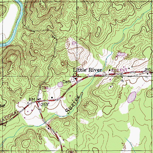 Topographic Map of Little River Church, NC