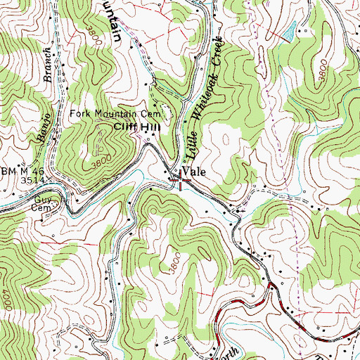 Topographic Map of Little Whiteoak Creek, NC