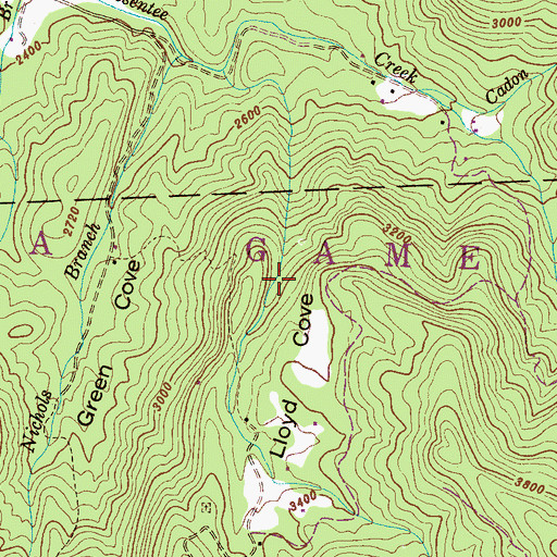 Topographic Map of Lloyd Cove, NC