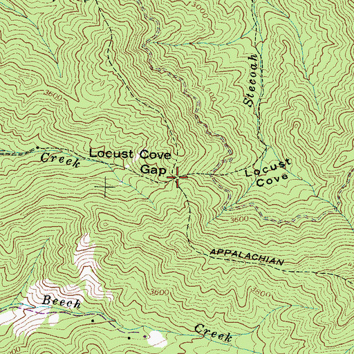 Topographic Map of Locust Cove Gap, NC