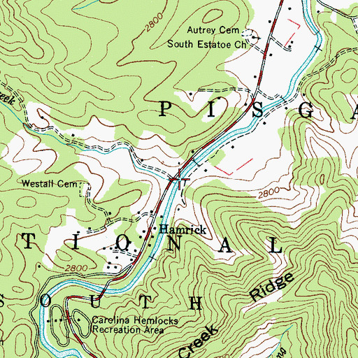 Topographic Map of Locust Creek, NC