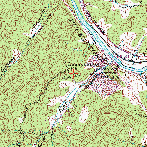 Topographic Map of Locust Field Church, NC