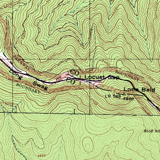 Topographic Map of Locust Gap, NC