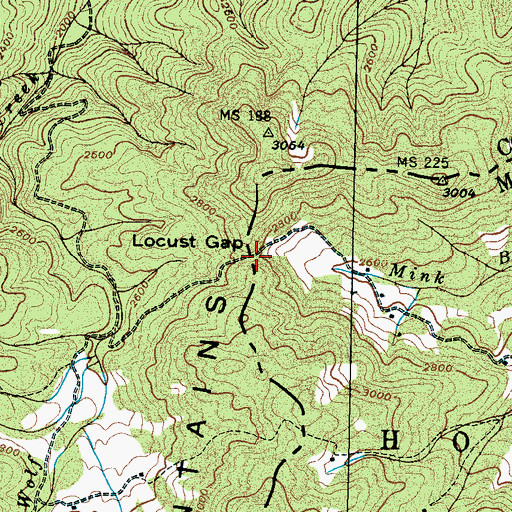 Topographic Map of Locust Gap, NC